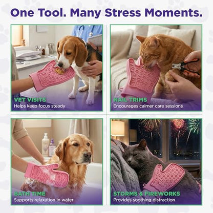 Lixy Pet LickMitt – Dual-Sided Calming & Grooming Mitt for Dogs and Cats – Human-Held Silicone Treat Mitt for Anxiety Relief, Bonding & Shedding – BPA-Free, Food-Grade, Easy Clean – Pink - color: Pink