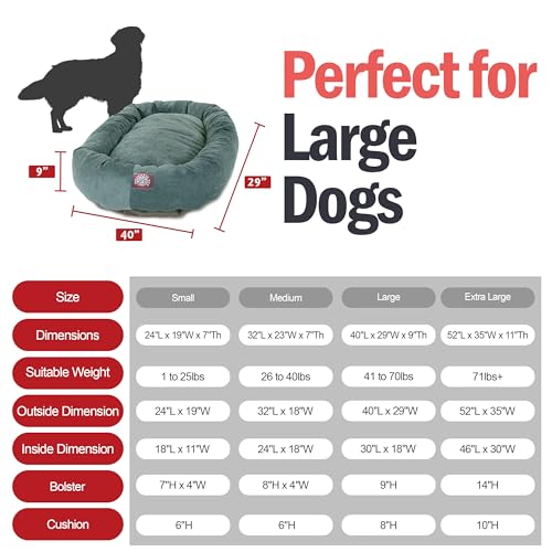 Majestic Pet 40 Inch Micro Velvet Calming Dog Bed Washable – Cozy Soft Round Dog Bed with Spine for Head Support - Fluffy Donut Dog Bed 40x29x9 (inch) – Round Pet Bed Large – Azure - color: Azure