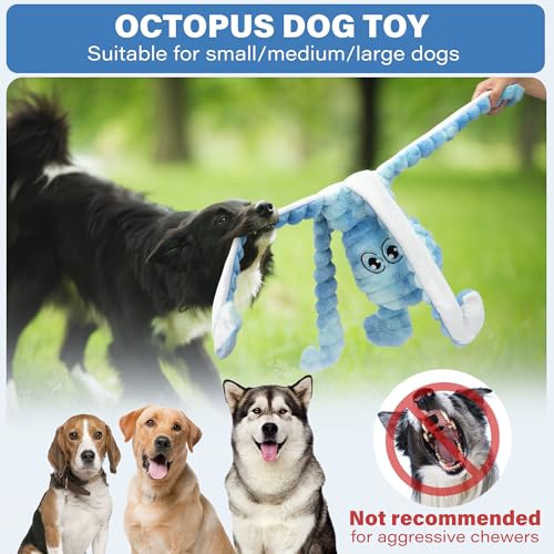 Prime Pets Dog Toys for Large Dogs, 27“ Extra Large Plush Octopus Dog Toy, Crinkle Squeaky Dog Toys to Keep Them Busy, Interactive Tug of War Pet Toy for Small Medium Large Breeds, Tie-dye Blue - color: Tie Dye Blue