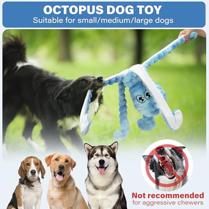 Prime Pets Dog Toys for Large Dogs, 27“ Extra Large Plush Octopus Dog Toy, Crinkle Squeaky Dog Toys to Keep Them Busy, Interactive Tug of War Pet Toy for Small Medium Large Breeds, Tie-dye Blue - color: Tie Dye Blue