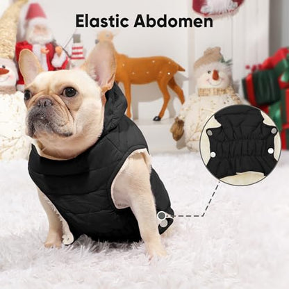 Vecomfy Fleece Lining Dog Hoodie with Harness Built in,Extra Warm Small Dog Jacket in Winter Puppy Coats with Drawstring Hooded,Black XS - color: Black(Harness Built in), size: X-Small (Pack of 1)