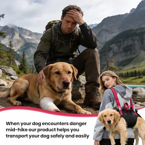 Wakytu Dog Emergency Rescue Sling - Lightweight Packable Lift Harness with Handle - Safe Transport for Small Medium Dogs - Ideal for Hiking Skiing（22-33lbs） - size: XL（22-33lbs）