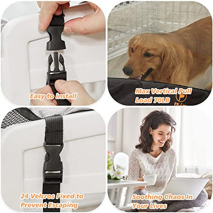 PJYuCien Playpen Top Cover for 36'' Width 6 Panel PlayPen, Black | More Peace of Mind, More Safe, and Reduce Mess, Suitable for Puppy, Duck, and Other Small Animals,Elastic Buckles Connect - style: Black Cover, 36"Width, Black ( Elastic Buckles Connection