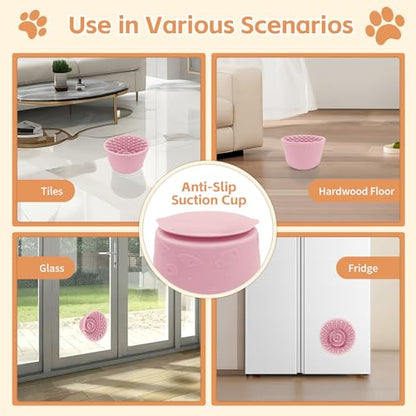 Dog Lick Bowl,Anxiety Relief Non-Slip Silicone Treat Bowl,Durable Anti-Choking Long-Lasting Enrichment Slow Feeder Licking Mat for Small Medium Large Breed,Freezable BPA Free Silicone Dishwasher Safe - color: Pink, size: M-L