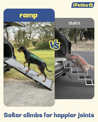 Large Dog Ramp for Car, SUV & Truck 64" – Joint & Spine Relief, Anti-Slip Surface, Heavy-Duty, Stable, Up to 100 lbs - size: for Car-Medium