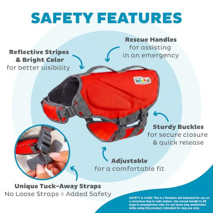 Outward Hound Dawson Swim Red Dog Life Jacket, Medium - color: Red, size: Medium (Chest Girth: 21"-27")