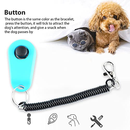 Dog Training Clicker, ABS Material Clicker with Black Long Wrist Strap and Ring, Universal for Dogs and Cats (Sky Blue) - color: Sky Blue
