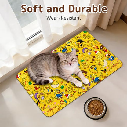 Dog Food Mat for Bowls, Absorbent Quick Dry Dog Cat Mats for Food and Water, Non-Slip Backing Pet Mat Pet Supplies - Duck Pattern - color: Duck1