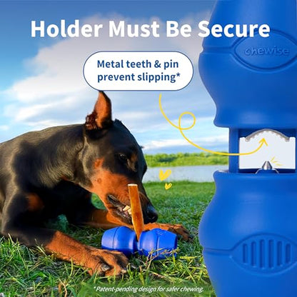 PetClan Chewise Bully Stick Holder, Improved Bully Sticks Holder, Ultimate Secure Heavy Duty, BPA-Free Safety Device to Prevent Choking, Fits Various Bully Sticks and Dog Sizes - color: Blue, size: Standard