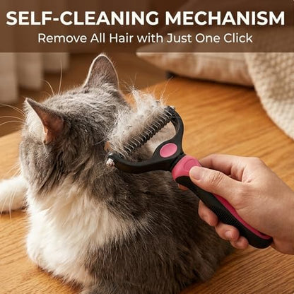 Sakerplus Pet Grooming Tool for Dogs & Cats, Professional Deshedding & Dematting Brush, Stainless Steel Undercoat Rake for Long & Short Hair Pets, Gentle Pet Hair Remover Comb (Pink,Small+Large) - color: Pink,Small+Large
