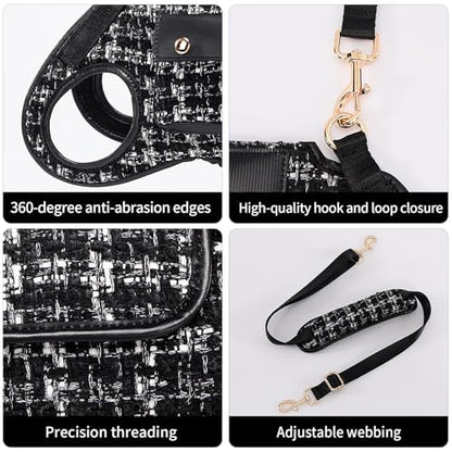 Wakytu Dog Lift Harness Dog Carrier Sling for Small Dogs & Cats,S | stylish puppy sling carrier with handle & pocket,adjustable leash,walking & travel - color: 2.0 Black, size: Small(4-8 LBS)