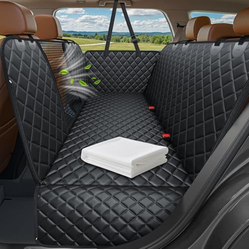 URPOWER Dog Car Seat Cover for Pets 100% Waterproof Seat Cover Hammock 600D Heavy Duty Scratch Proof Nonslip Durable Soft Back Seat Covers for Cars Trucks and SUVs - color: Jet Black, size: Standard - 54" Length