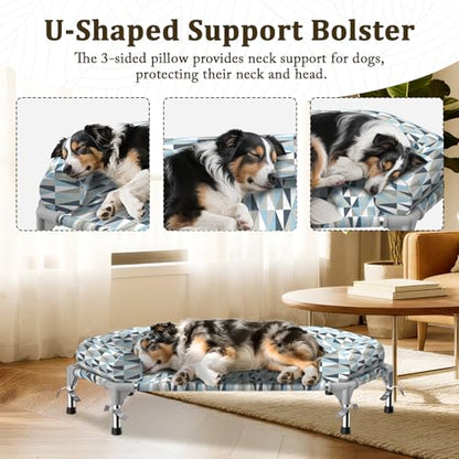 Orthopedic Dog Bed - Beds Bolster,Cooling Elevated Dog Beds with Metal Frame,Raised Dogs Bed,Easy to Assemble,Up to 80 lbs,Medium - size: Bolster M