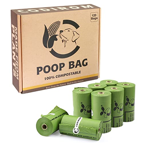 Certified Compostable Dog Poop Bags, 120 Count Landfill Friendly and Leakproof Waste Bags, Easy Open Unscented Forest Green Poop Bag for Dog, 15 Doggy Bags Per Roll (8 rolls) - color: Forest Green, size: 120 Count (Pack of 1)