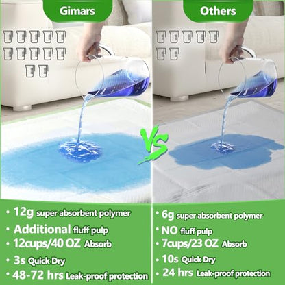 Gimars XL 6-Layer Ultra Absorbent 1200ml 48-Hour Leak-Proof Dog Pee Pads, Quick Dry Extra Large Puppy Pads for Puppy Training, Senior & Incontinent Dogs, Cats, Overnight Use, 30"x36", 50 Count Green - size: 30"x36" 50 Counts Green