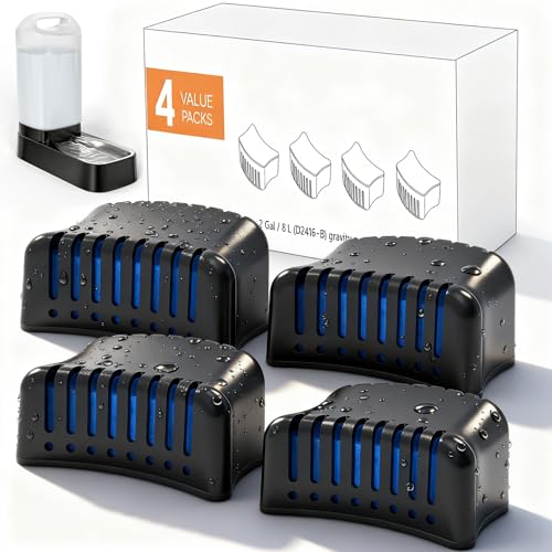 4 Pack Replacement Filters for D2416B Automatic Dog Water Bowl Dispenser – Compatible with 2.4 Gallon Gravity Pet Water Dispenser Activated Carbon & Ion Exchange Resin for Clean Drinking - color: C:4 Filters Replacement