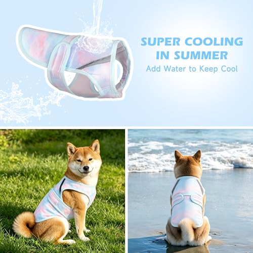 Dog Cooling Vest,Adjustable Lightweight Dog Cooler Jacket for Summer 3D Breathable Mesh Pet Cooling Shirts with Reflective Stripe UV Protection Pet T Shirt for Beach, Hiking, Walking - size: S
