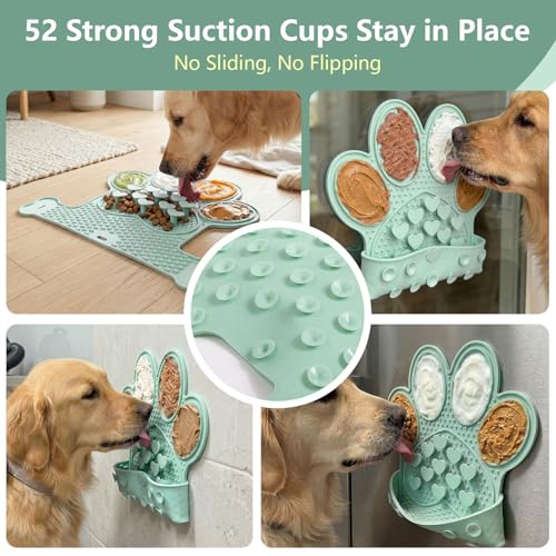 Dog Lick Mat with Suction Cups, Slow Feeder & Enrichment Mat for Dogs & Cats, Silicone Feeding Mat for Wet & Dry Food, Anxiety Relief, Mess-Free Foldable Pocket Design, Green - color: Green