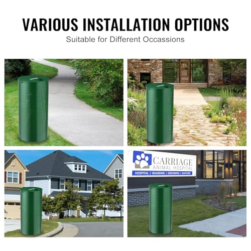 VEVOR Dog Poop Trash Can With 50 Liner Bags, 11.5 Gallons Outdoor Waste Bin With Lid & Liner Clip for Pet Waste Station, Disposal Container for Garden Backyard Park