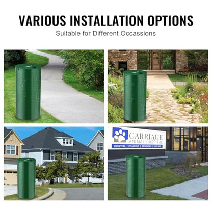 VEVOR Dog Poop Trash Can With 50 Liner Bags, 11.5 Gallons Outdoor Waste Bin With Lid & Liner Clip for Pet Waste Station, Disposal Container for Garden Backyard Park