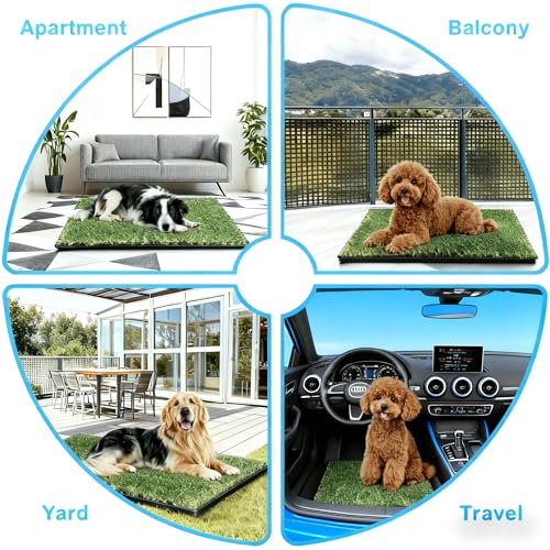 Dog Grass Pad with Tray, 30''X20'' Large Artificial Turf Potty, Reusable Puppy Pee Pads for Dogs, Portable Dog Litter Box for Indoor/Outdoor Potty Training Toilet