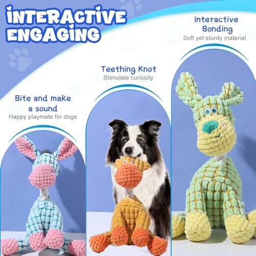 2025 New Dog Toys, Indestructible Plush Dog Toy, Dogs Toys for Aggressive Chewers, Dogs Squeaky Chew Toy for Indoor Pups Teething (Green 1pcs) - color: Green 1pcs