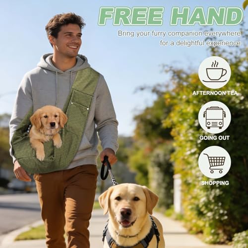 Dog Sling Carrier for Small Dogs and Cats Up to 16.5 Lbs, Breathable Texture with Pocket Pet Cross Body Shoulder Bag, (Black White, 1 Pcs) Intended for Outdoor Travel/Camp - color: Black White