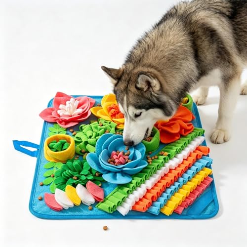 Snuffle Mat for Large Dogs - 19.5" Snuffle Mat for Dogs Reduce Boredom Blue | Dog Slow Feeding Mat, Mental Stimulation, Puzzle Toys, Dog Snuffle Mat for L,M, Small Dog Sniff Mats for Dogs Enrichment Toys - color: blue, size: 19.5"L x 19.5"W