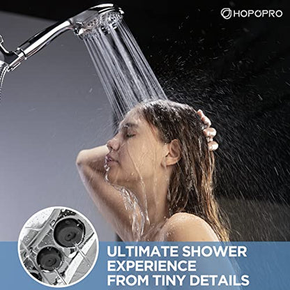 6-Mode High Pressure Handheld Shower Head Set, Consumer Reports Recommended HOPOPRO High Flow Hand Held Showerhead with 59 Inch Hose Bracket Teflon Tape Rubber Washers - color: Luxury Chrome, style: 6 Modes