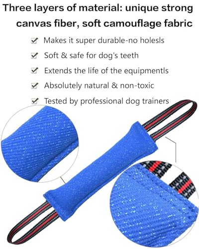 Clysoru Tug Toy for Dogs Tug of War Dog Toy with 2 Strong Red Band Handles Lasting Training Equipment Puppy to Large Dogs Interactive Toy Best for Tug of War Pull Indestructible Rope Toys (Blue) - color: blue