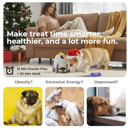 Interactive Dog Puzzle Feeder Toy, Automatic Dogs Treat Dispenser for IQ Training & Slow Feeder, Dog Food Dispenser with Remote Button, Suitable for Indoor or Outdoor Play, All Breeds, OtterVerz 11