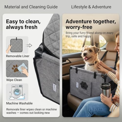 Dog Car Seat for Small to Medium Dogs Under 33lbs, Sturdy Pet Booster Car Seat Travel Carrier with Storage Pockets & Leash Detachable Washable Cover for Cars, SUVs, and Trucks