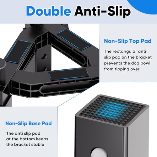 Aystkniet Dog Bowl Stand with Adjustable Height & Width, Anti-Slip Elevated Food Water Bowl Holder for Large Medium Small Dogs, Durable Raised Dog Feeder for Lifted Feeding, Only Stand Without Bowls - size: For Double Bowls