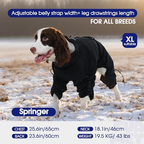 FUAMEY Full Body Dog Coat,Warm Dog Fleece Jackets with Harness Built in Windproof Dogs Snowsuit Zip up Pet Four Legged Pets Jumpsuit Winter Outfit Cold Weather Coats for Extra Small Dogs Black XS - color: Black, size: X-Small