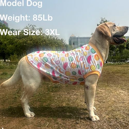 Pet Dog Yellow Sleeveless T Shirts with Fruits Pattern Printed pet Clothes Soft Breathable Vest for Large Dogs Large,Fruits - color: Vest Fruit, size: Large