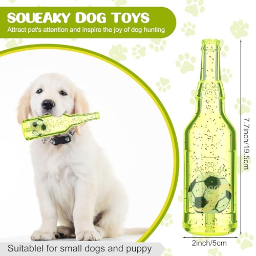 Soulchen 4 Pcs Water Bottle Dog for Aggressive Chewers Cute Squeaky Toys with Ball Inside Interactive Fetch Training Floating Rubber for Teething, Durable Bottle for Small Medium Large Dogs
