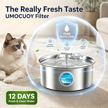Cat Water Fountain Filter: 12 Pet Fountain Replacement Screen for Stainless Steel - 6 Carbon Filters & 6 Foam Filters - Suitable for Cat Water Fountain Stainless Steel S17