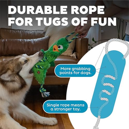 Outward Hound Ropiez Rope Interactive Dog Tug Toy for Tugging Squeaky Fun, 23.6 Inch Mallard, Green, Large - color: Ropiez Mallard