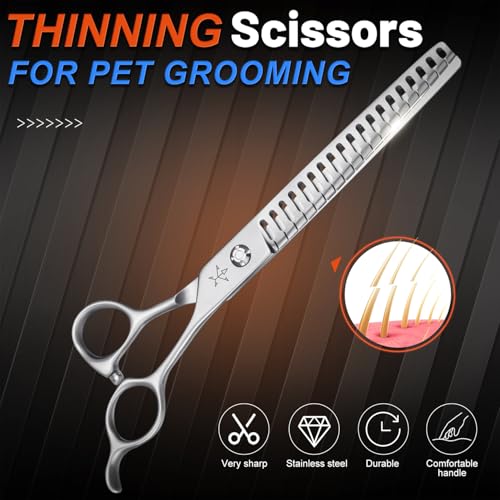 High-end Professional Dog Grooming Thinning Scissors Teeth Cutting Blending Shears Pet Texturizing Shears 7.5 Inch Extremely Very Sharp Stainless Steel Alloy For Cat Other Animals Groomer - style: 7.5inch Big Teeth Thinning
