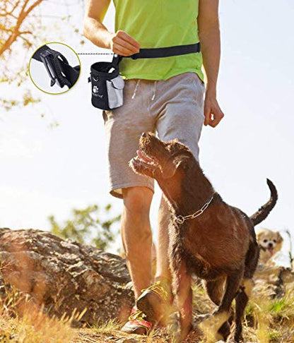 AMZNOVA Dog Treat Bag Treatnow Dog Treat Pouch, Training Pouch with Waist Belt & Clicker for Training & Walking, Waist Clip On Snack Fanny Pack for Pet, 3Cups, Black - color: Black
