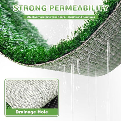 COZIWOW Fake Grass Pee Pad for Dogs, 25" x 20" Indoor Grass Potty for Dogs, Reusable Dog Pet Loo with Tray & Extra 2 PCS 23" x 18" Artificial Grass Training Pads, Portable Dog Litter Box Outdoor