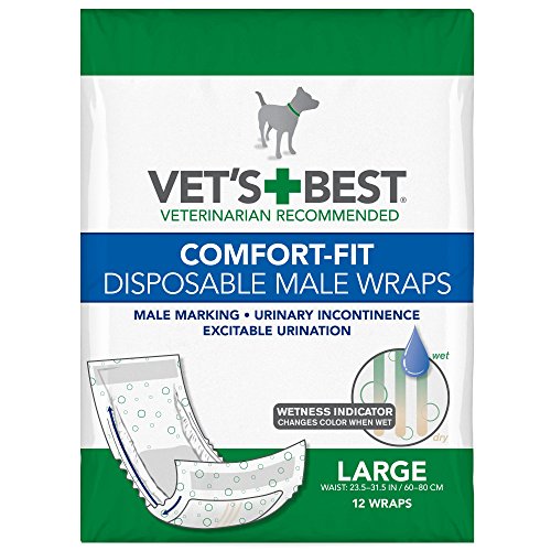 Vet's Best Vet’s Best Comfort Fit Disposable Male Dog Diapers | Absorbent Male Wraps with Leak Proof Fit | Large, 12 Count - size: Large, style: 12 count