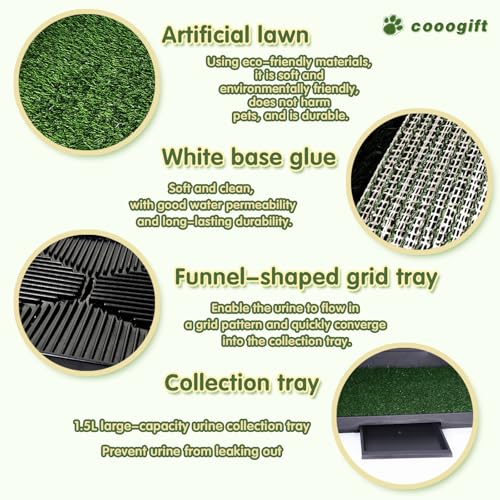 Large Dog Grass Pad with Tray, Reusable Potty Training Pad with Pee Baffle, Indoor & Outdoor 30" 20" Artificial Grass Patch for Small&Medium&Big Dogs