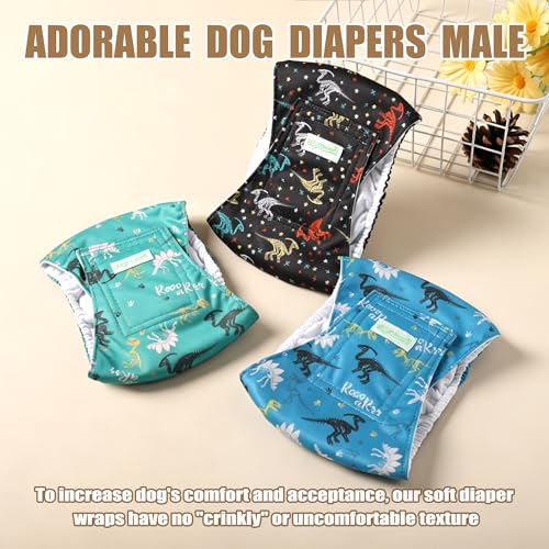 wegreeco Washable Male Dog Belly Band (Stylish Pattern) - Pack of 3 - Dog Diapers Male - Washable Male Dog Belly Wrap (Dinosaur Fossils, X-Small) - color: Dinosaur Fossils, size: X-Small (Pack of 3)