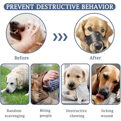 Soft PU Leather Dog Muzzles for Small Medium Large Dogs,Ajustable Breathable Dog Mouth Guard Cover to Prevent Biting Barking Chewing (Black, 1#XS) - color: Black, size: 1#XS
