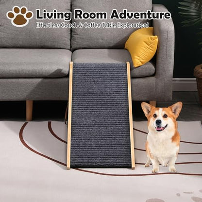 Wooden Foldable Dog Ramp for Small Dog Portable Pet Ramp,Car Ramp with Built-in Handle for Bed Car Couch Travel, 4 Adjustable Heights 9.8" to 18.1"
