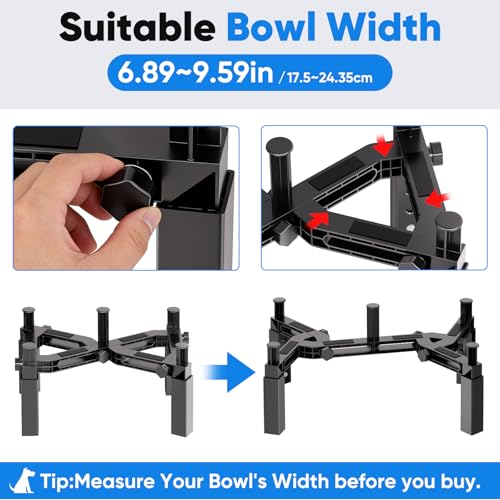 Aystkniet Dog Bowl Stand with Adjustable Height & Width, Anti-Slip Elevated Food Water Bowl Holder for Large Medium Small Dogs, Durable Raised Dog Feeder for Lifted Feeding, Only Stand Without Bowls - size: For Double Bowls