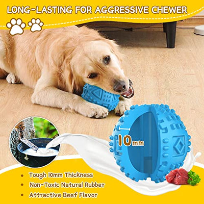 LEGEND SANDY Dog Balls Treat Dispensing Dog Toys for Aggressive Chewers Large Breed, Nearly Indestructible Squeaky Puppy Chew Toys for LargeBreeds, Natural Rubber Doggie Puzzle Toys, Pet Treat Ball - color: Ball-Blue