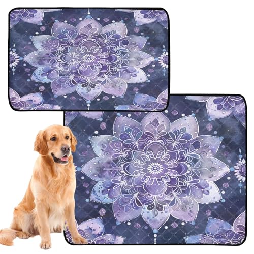 Qilmy Mandala Pet Mat, Waterproof Reusable Dog Training Pad Anti-Slip Pet Creat Pad for Small Medium Large Dogs and Cats - size: Smallx3