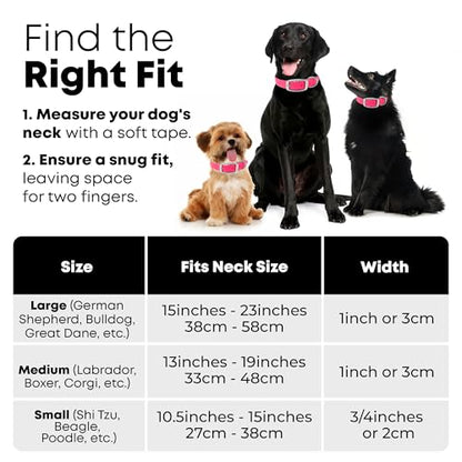 Regal Dog Products Large Pink Dog Collar with Heavy Duty Double Buckle & D Ring | Vinyl Coated, Custom Fit, Adjustable Biothane Dog Collar | Chew Resistant Waterproof Center-Ring Collar for Dogs - color: Pink, size: Large